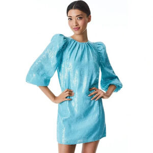 Alice + Olivia Pauletta Sequin Mini Dress Aqua Size S NWT